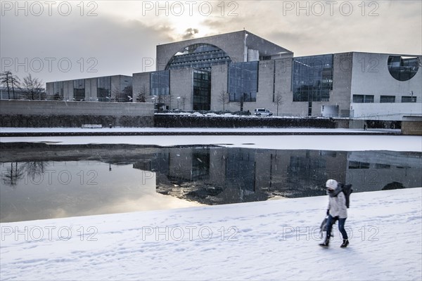 The Federal Chancellery in front of the Federal Government-Laender on the further procedure of the Corona restrictions