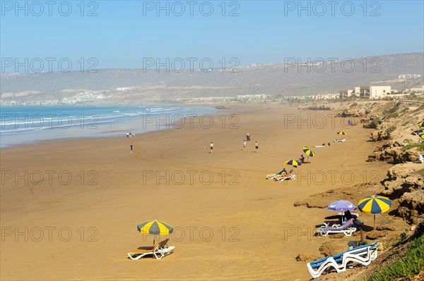 Sandy beach view towards Taghazout