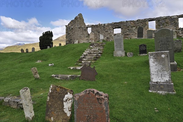 Gravestones in the graveyard of Cill Chriosd