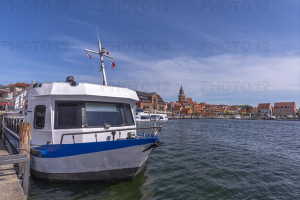 City harbour with motor boats