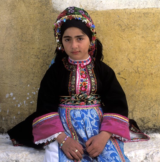 Girl in traditional traditional costume at Easter