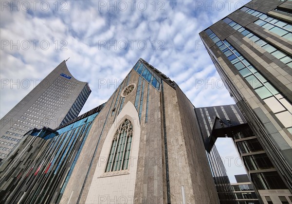 City-Hochhaus with New Augusteum and Paulinum - Assembly Hall and University Church of St. Pauli