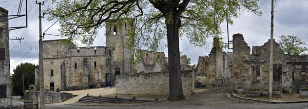 Burnt church. The burned village Oradour-sur-Glane was destroyed on 10 June 1944