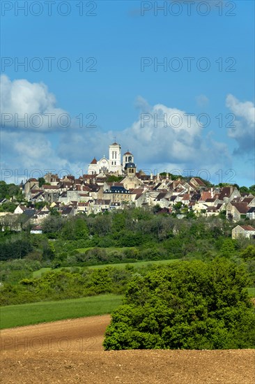 Vezelay labelled les Plus Beaux Villages de France. Unesco World heritage. Morvan regional natural park. Via Lemovicensis way to Santiago de Compostela. Yonne department. Bourgogne Franche Comte. France