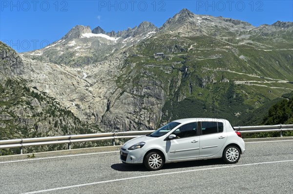 Car on the descent from the Furka Pass