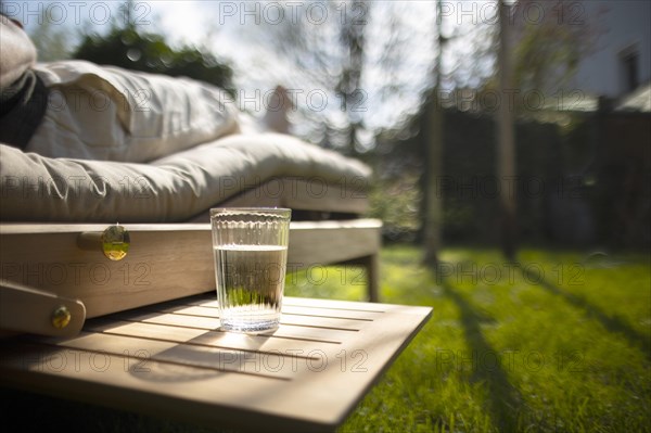 Subject: Relaxation on a lounger in the spring.