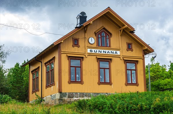 Harbour building in Sunnana hamn on Lake Vaenern