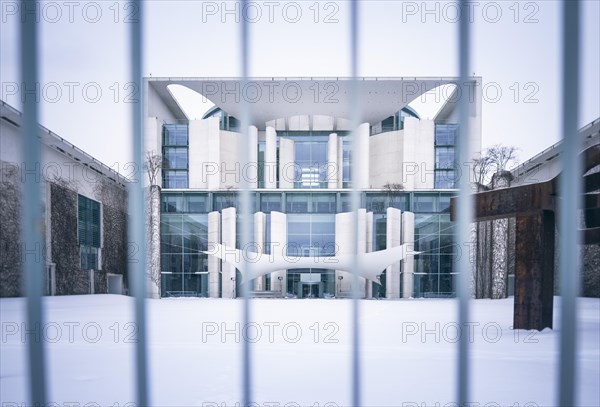 Federal Chancellery in winter in Berlin