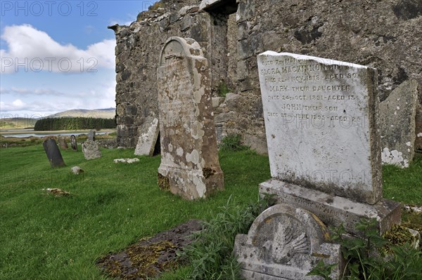 Gravestones in the graveyard of Cill Chriosd