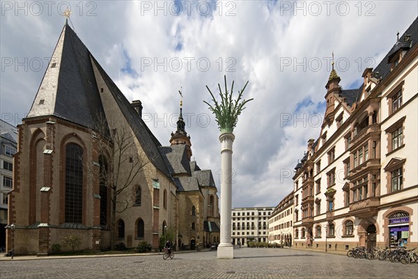 Nikolai Church with the Nikolai Column by Markus Glaeser commemorating the Monday demonstrations