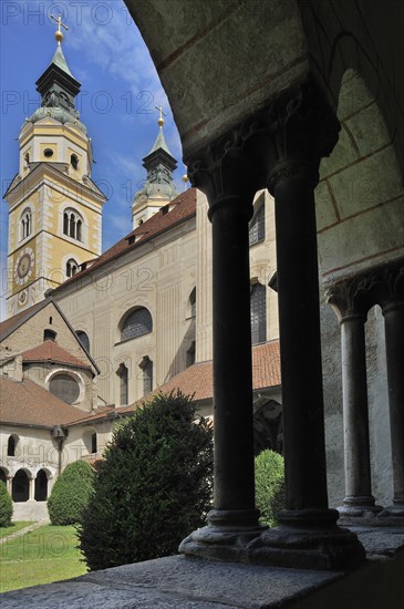 View from cloister to the cathedral at Brixen