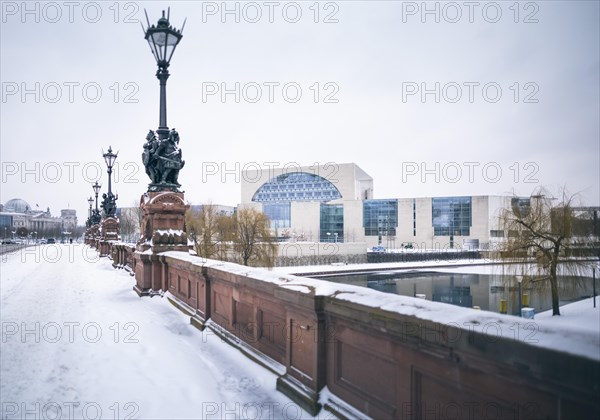 Federal Chancellery in winter in Berlin