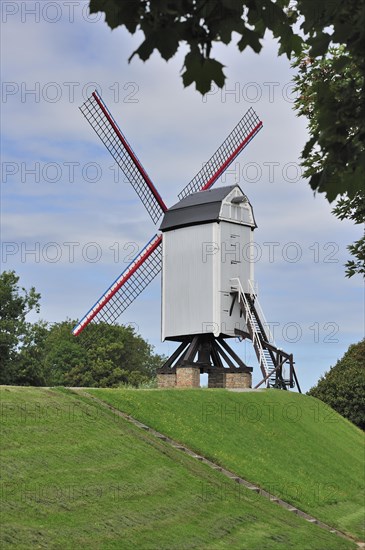 The wooden windmill Bonne Chiere in Bruges