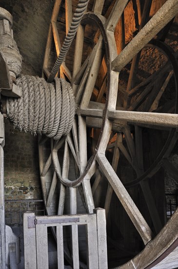 Tread wheel used to haul supplies up at the Mont Saint-Michel abbey