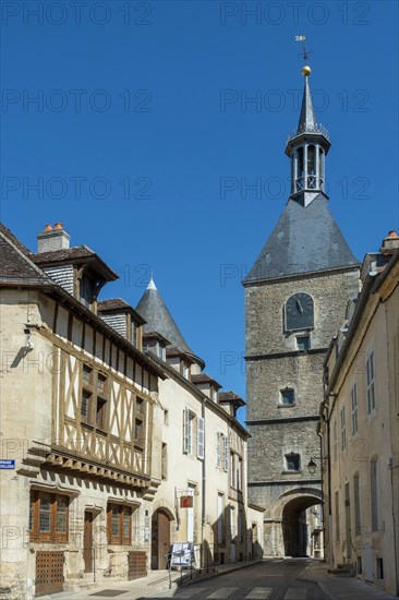 Avallon. Clock tower and gateway. Yonne department. Morvan regional nature park. Bourgone Franche Comte. France