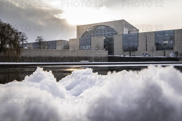 The Federal Chancellery in front of the Federal Government-Laender on the further procedure of the Corona restrictions