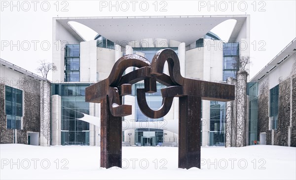 Federal Chancellery in winter in Berlin