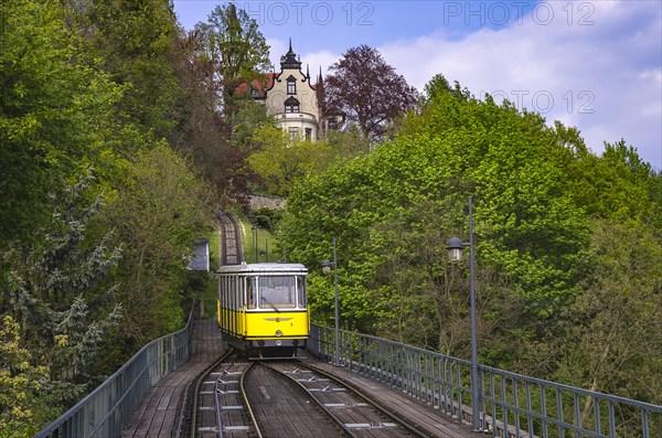 Funicular railway descent in Dresden
