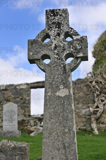 Celtic cross in the graveyard of Cill Chriosd