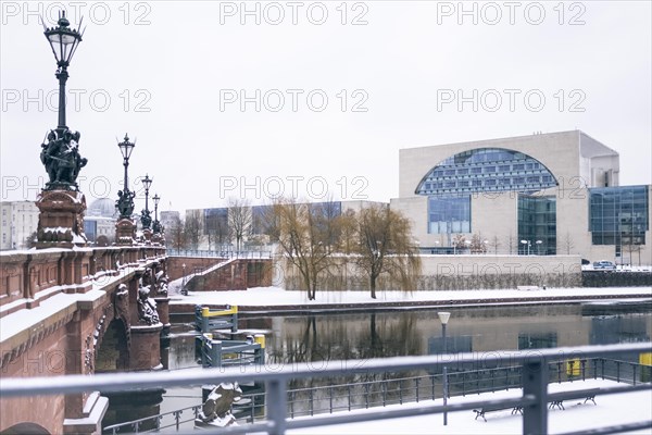 Federal Chancellery in winter in Berlin