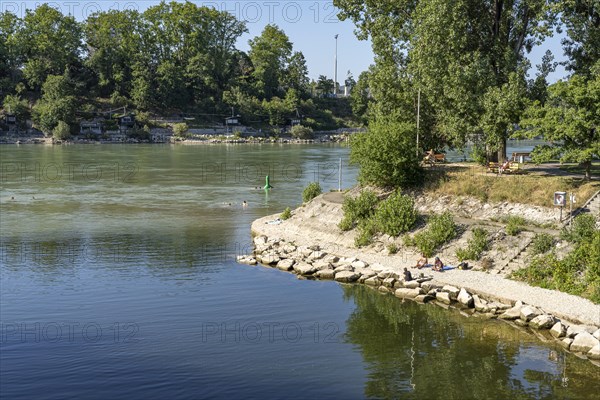 The Rhine at Birskoepfli Rhine Park in Basel