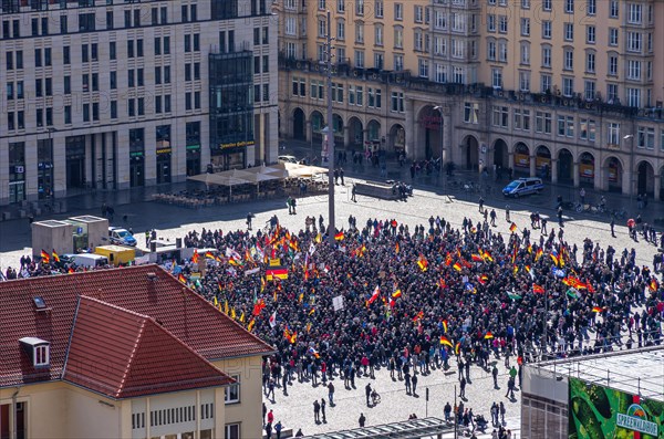 Supporters of the PEGIDA movement gathered at the Altmarkt