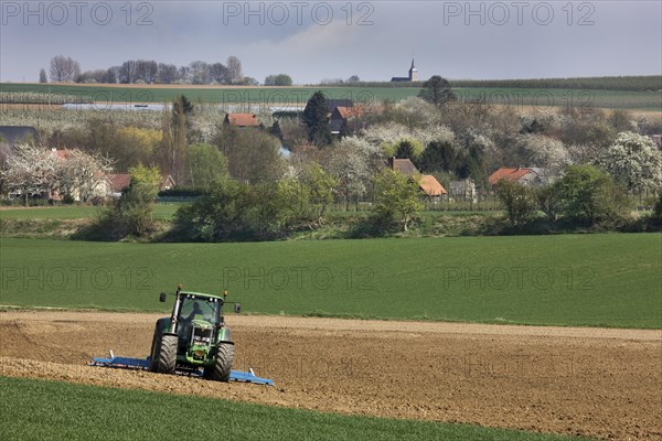 Tractor ploughing field in Hesbay