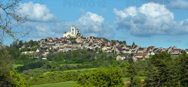 Vezelay labelled les Plus Beaux Villages de France. Unesco World heritage. Morvan regional natural park. Via Lemovicensis way to Santiago de Compostela. Yonne department. Bourgogne Franche Comte. France