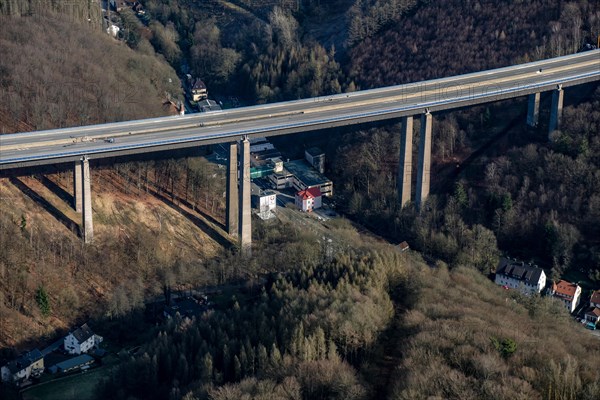 Traffic jam on the section of the BAB 45 just in front of the Rahmede viaduct. The bridge is closed to all traffic due to damage. North Rhine-Westphalia