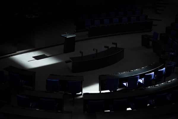 Empty lectern in the German Bundestag in Berlin