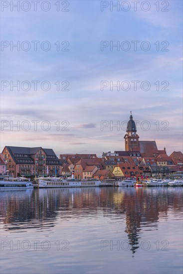 City harbour with motor boats