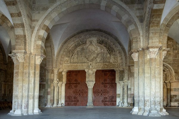 Vezelay labelled les Plus Beaux Villages de France. The Great Tympanum in the narthex