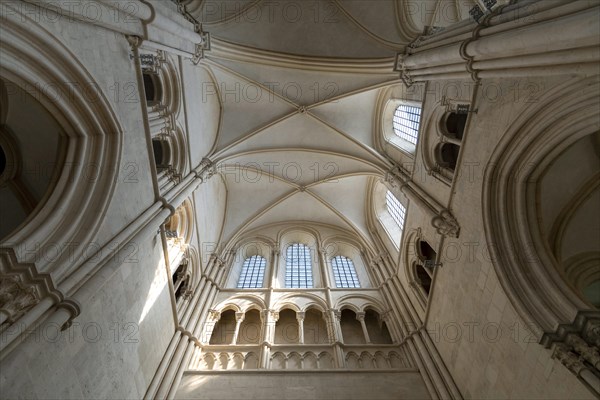 Vezelay labelled les Plus Beaux Villages de France. Architectural details of the nave of Basilica St Mary Magdalene.Unesco World heritage. Morvan regional natural park. Via Lemovicensis way to Santiago de Compostela. Yonne department. Bourgogne Franche Comte. France