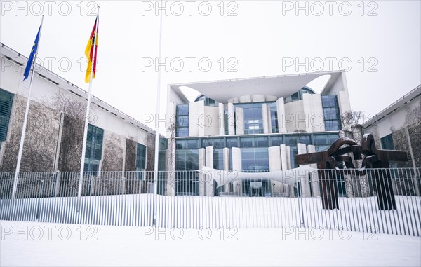 Federal Chancellery in winter in Berlin