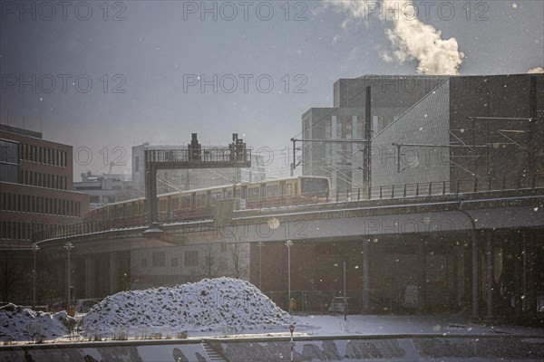 S-Bahn in snowfall in Berlin