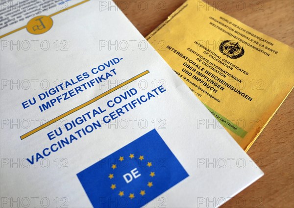 Printout of the digital EU certificate for a vaccination against Covid19