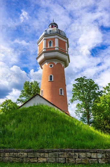 The historic water tower built in neo-baroque style in Kollmanspark and landmark of Neu-Ulm