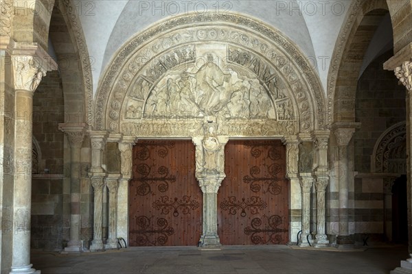 Vezelay labelled les Plus Beaux Villages de France. The Great Tympanum in the narthex