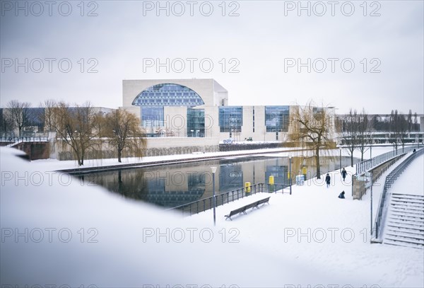 Federal Chancellery in winter in Berlin