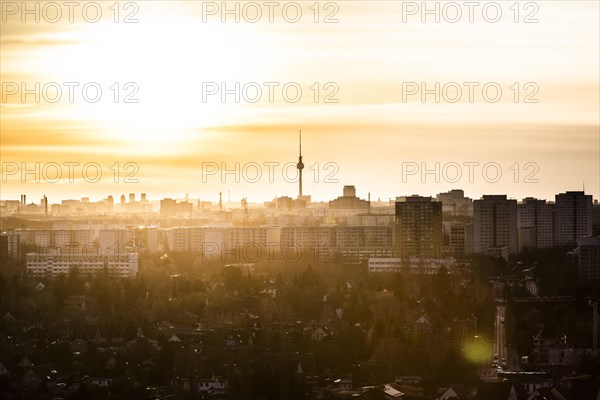 View of the Berlin TV Tower at sunset