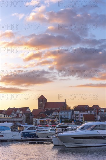 City harbour with motor boats