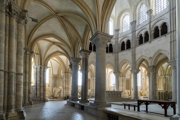 Vezelay labelled les Plus Beaux Villages de France. Architectural details of gothic choir of Basilica St Mary Magdalene.Unesco World heritage. Morvan regional natural park. Via Lemovicensis way to Santiago de Compostela. Yonne department. Bourgogne Franche Comte. France