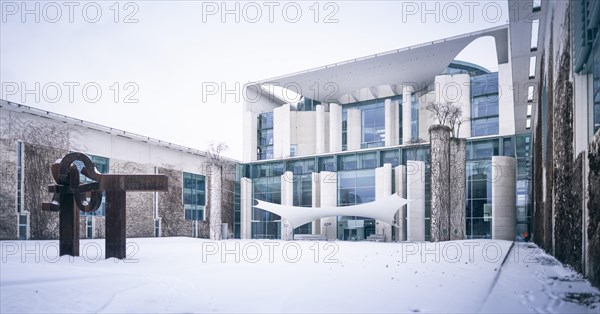 Federal Chancellery in winter in Berlin