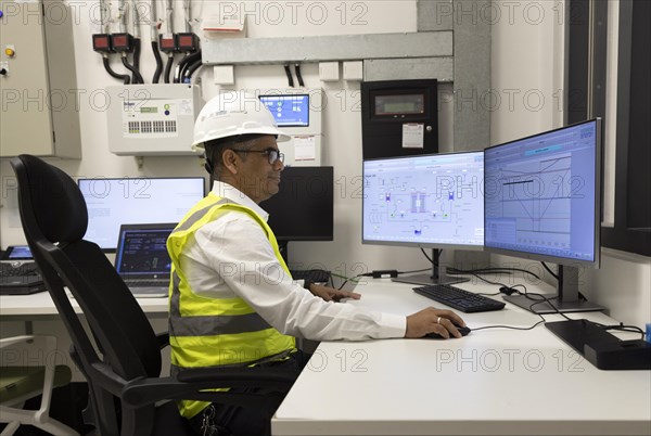 Control room of the Green Hydrogen Project at the Mohammed bin Rashid Al Maktoum Solar Park in Dubai