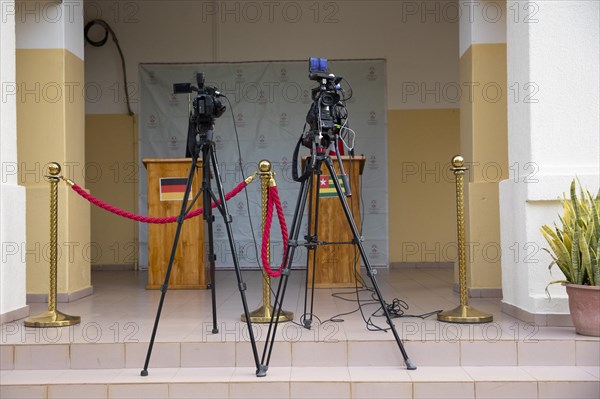 Freedom of the press. Two cameras are ready for a press statement