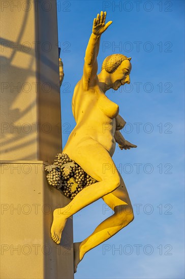 Detailed view of the Magic Column by sculptor Peter Lenk on the harbour pier in Meersburg on Lake Constance