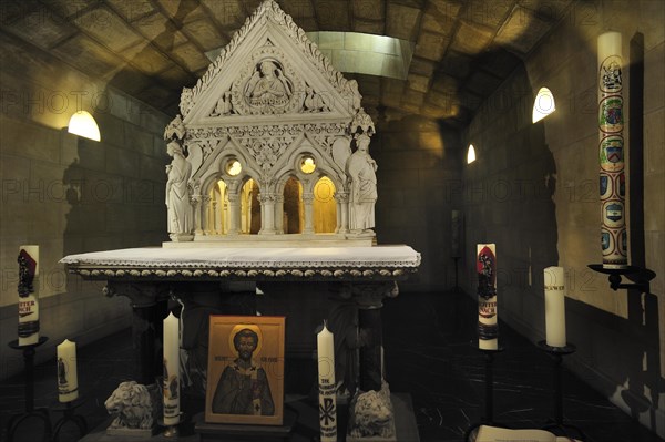 The sarcophagus of St. Willibrord in the crypt of the Saint Willibrord basilica at Echternach