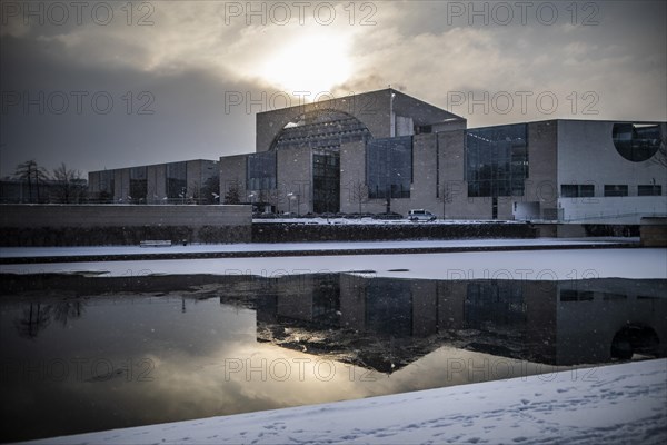 The Federal Chancellery in front of the Federal Government-Laender on the further procedure of the Corona restrictions