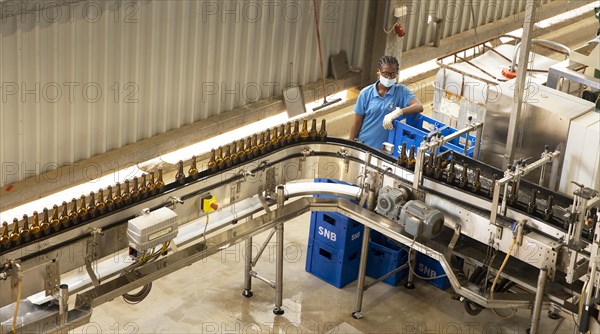 Bottling plant for beer brewed in Africa according to the German Purity Law at the Societe Nouvelle des Boisson