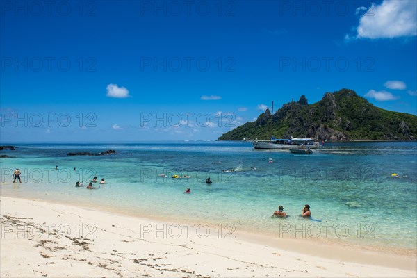 Beautiful white sand beach on Monuriki or Cast away island